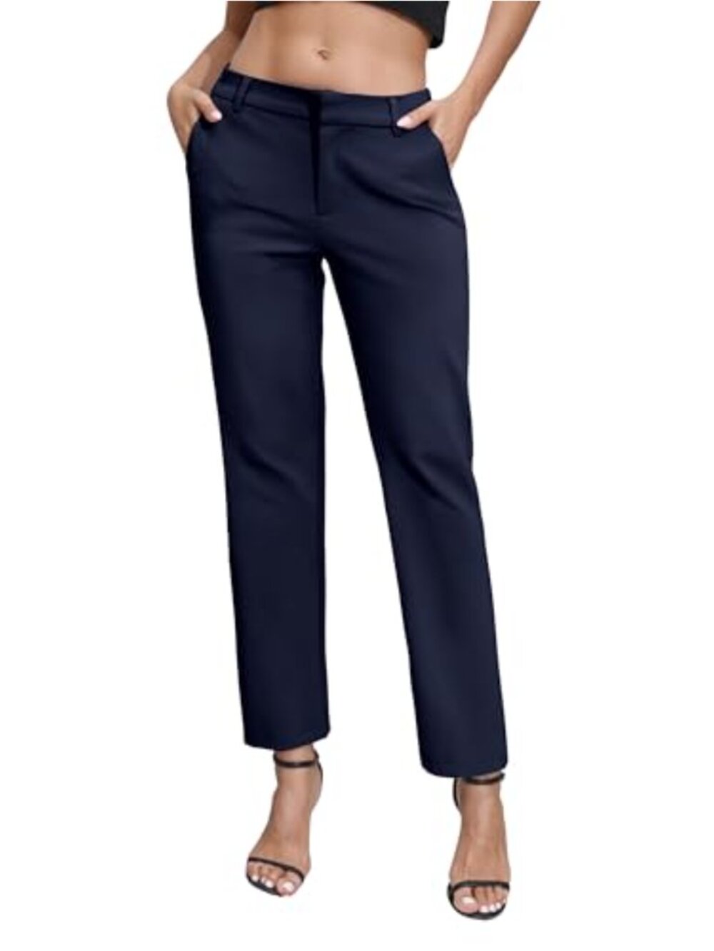 Women's Elastic Waist Dress Pants Business Casual Stretch Slacks with Pockets